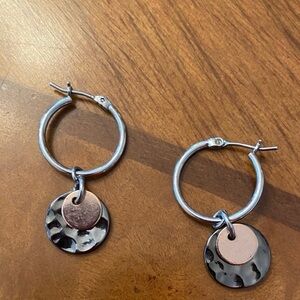 Silver and Copper Hoop Earrings